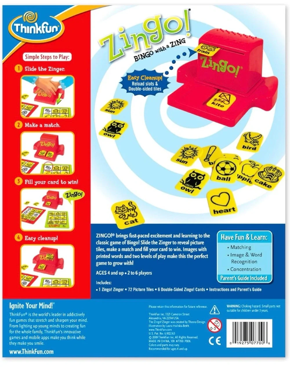 Think! Zingo! Matching Bingo Game